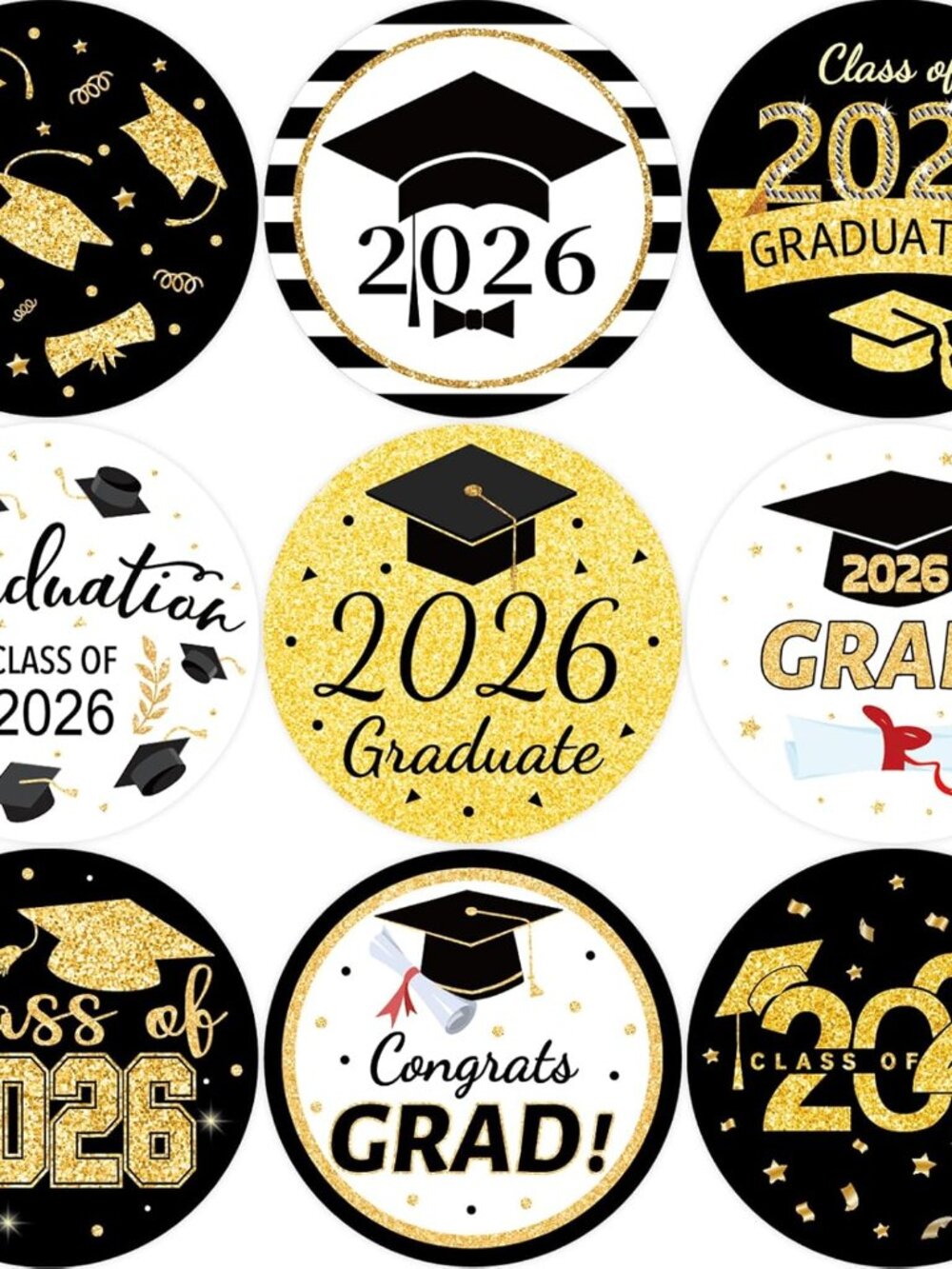 Graduation Stickers Class of 2026 500 Pcs Perforated Roll Sticker Congrats Gradu